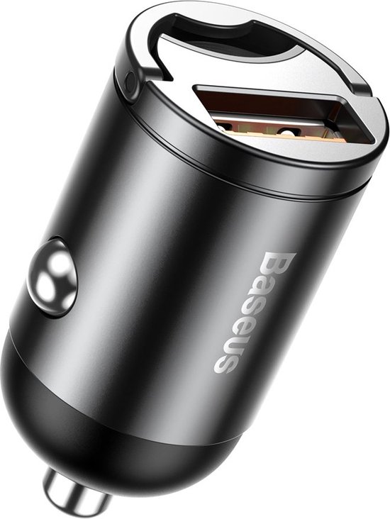 Baseus Mini USB Autolader QC 3.0 30W Snellader Grijs