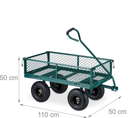 bolderkar - luchtbanden - draagvermogen 200 kg - transportkar staal - groen van VidaXL — afbeelding 3