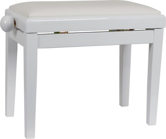Banc de piano Innox PB 40W blanc brillant, cuir blanc