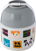 Minecraft Gezichten - Gestapelde Ronde Bento box Lunchtrommel - 13x10x10cm (LxBxD)