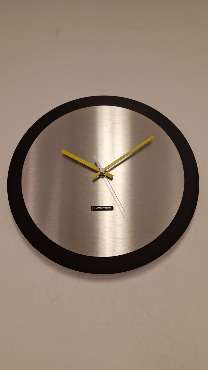 Wandklok ChantalBrandO MISTRAL BLACK & RVS -- MODERN DESIGN