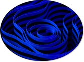 Dibond Ovaal - Willekeurige Abstracte Blauwe en Zwarte Strepen - 28x21 cm Foto op Ovaal (Met Ophangsysteem)