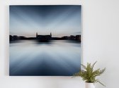 Amsterdam by Night kunst - 100x100 centimeter op Canvas | Foto op Canvas - wanddecoratie