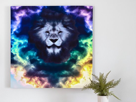 Lion's thunder clouds kunst - 80x80 centimeter op Canvas | Foto op Canvas - wanddecoratie