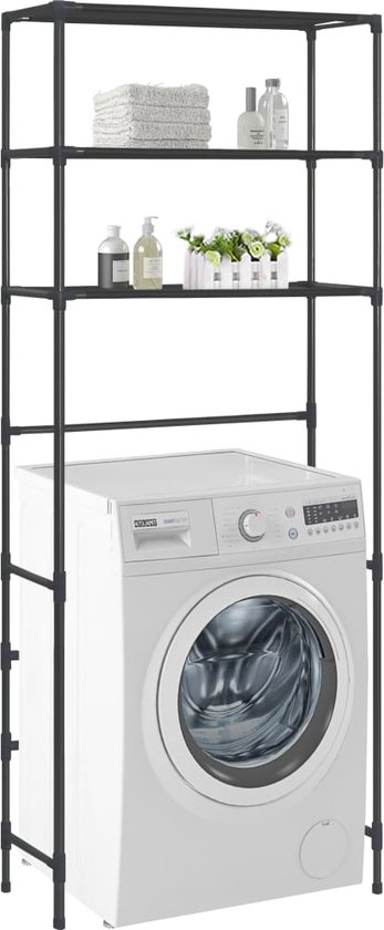 vidaXL Opbergrek voor boven wasmachine 3-laags 69x28x169 cm zwart