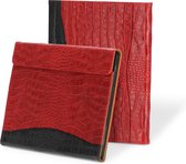 Pearlycase Deluxe Business Cover pour iPad Pro 12.9 2020/ 2021/ 2022 - Étui livre en cuir véritable - Rouge croco avec noir croco