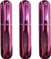 Mini Parfum Flesjes - 3-pack - Navulbaar - Reisflesjes - Parfumverstuiver - Glanzend Roze