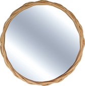 INSPIRE - wandspiegel - spiegel rond ONDINE - Ø55 cm - bruin - gevlochten rotan - metaal - hangende spiegel rond