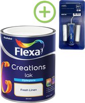 Flexa Creations - Lak Zijdeglans - Fresh Linen - 750 ml + Flexa Lakroller - 4 delig