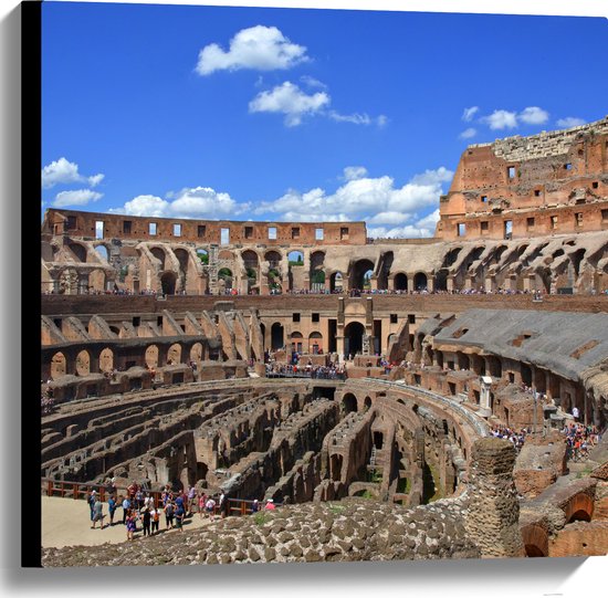 Canvas - Binnenkant van het Colesseum in Rome, Italië - 60x60 cm Foto op Canvas Schilderij (Wanddecoratie op Canvas)