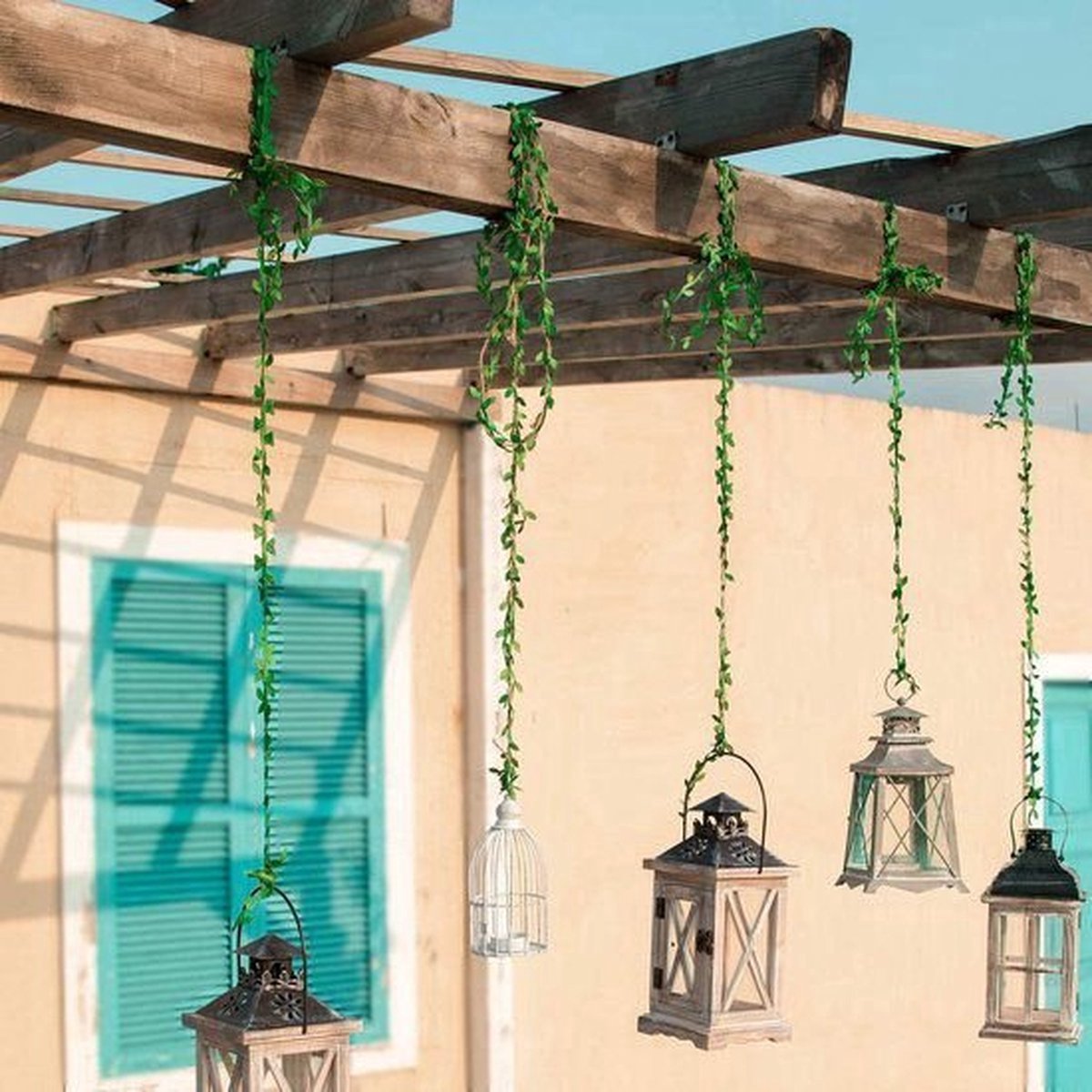 Akyol - klimop slinger -deurkrans -bloemen slinger-kerstdecoratie lint-groene decoratie -kerstkrans-planten slinger -jungledecoratie -klimop plant groen-klimop -kerstkrans -10 meter - – planten – versiering – jungle – tropisch regenwoud – b – foto 2