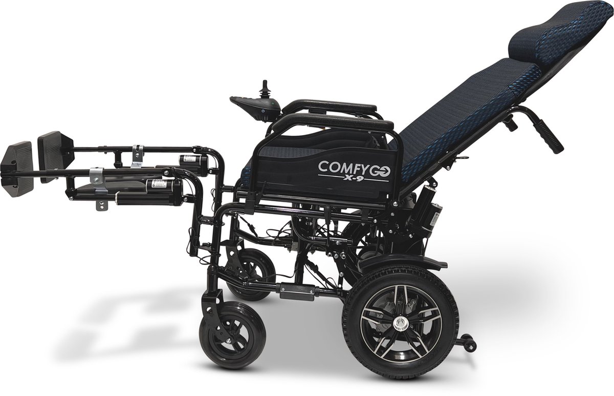 Goedkoopste COMFYGO X-9 Elektrische Rolstoel Lichtgewicht Opvouwbaar ,Automatisch verstelbare rugleuning en elevating leg rests, Draadloze afstandsbediening , 12 AH Li-ion Accu, Bereik tot 20 km, Blauw