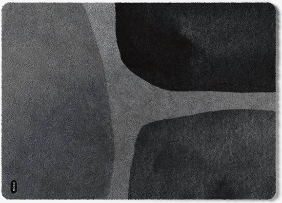 Mótif Artiste Noir - Zwarte wasbare deurmat met abstract patroon 85 cm x 115 cm - Deurmat binnen met print