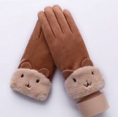 Hidzo Dames Handschoenen Bruin Maat S/M