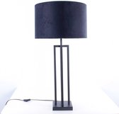 Tafellamp vierkant met velours kap Roma | 1 lichts | zwart / goud | metaal / stof | Ø 40 cm | 79 cm hoog | tafellamp | modern / sfeervol / klassiek design