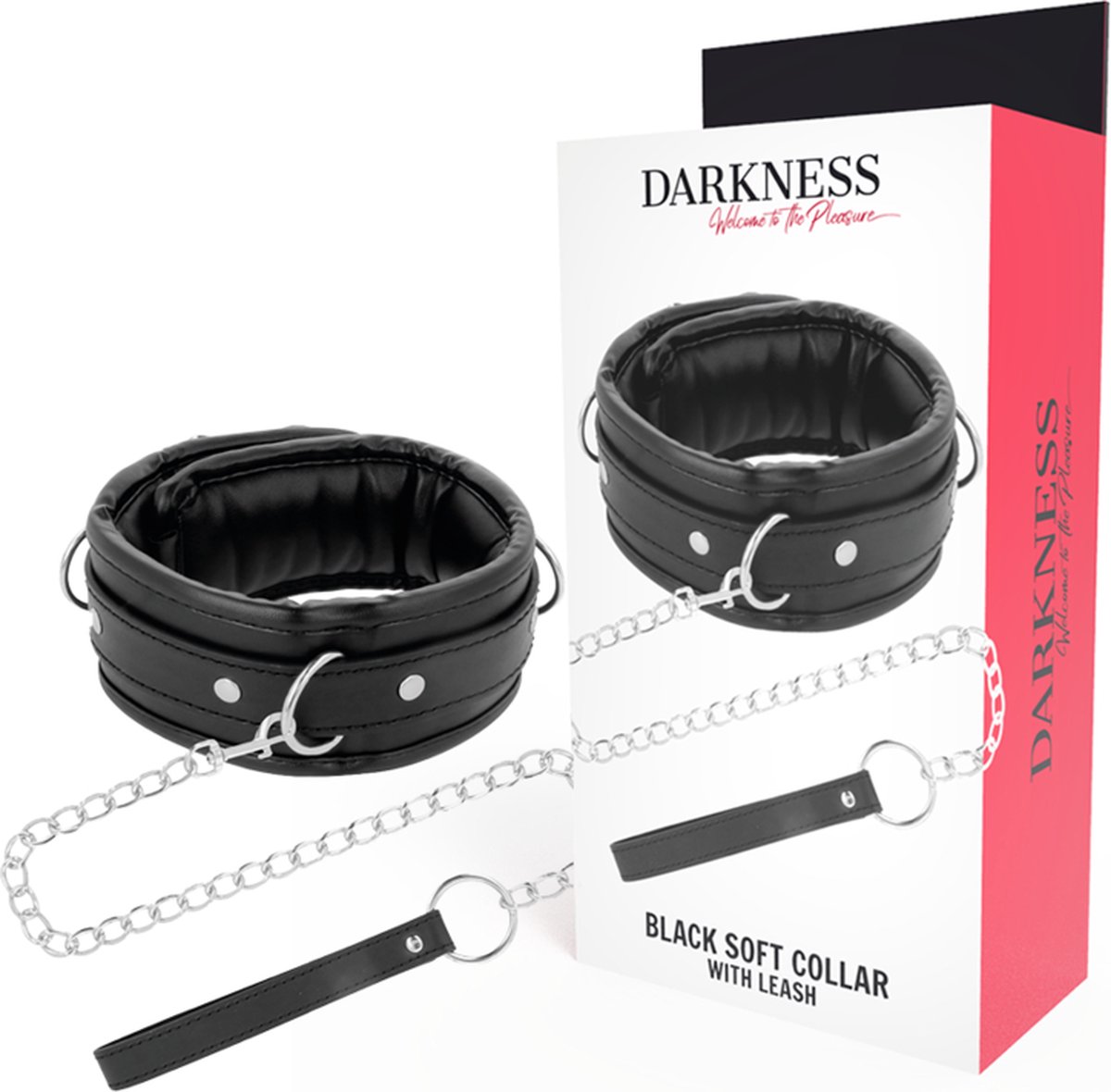 Goedkoopste DARKNESS BONDAGE | Darkness Black Soft Collar With Leash Leather