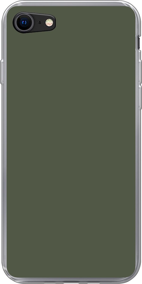 Telefoonhoesje Geschikt voor iPhone 8 hoesje - Groen - Effen kleur - Olijfgroen - Siliconen Telefoonhoesje Telefoonhoesje
