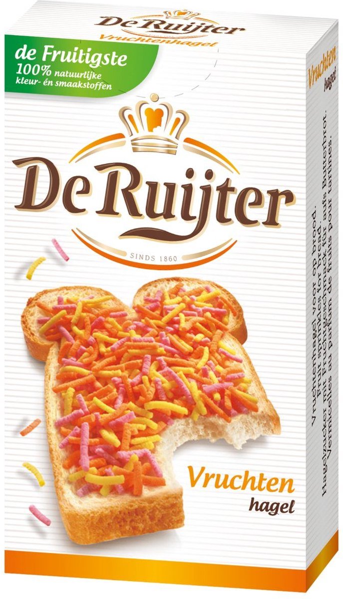 De Ruijter vruchtenhagel - fruit hagelslag met vruchtensap - 120 x 15 gram
