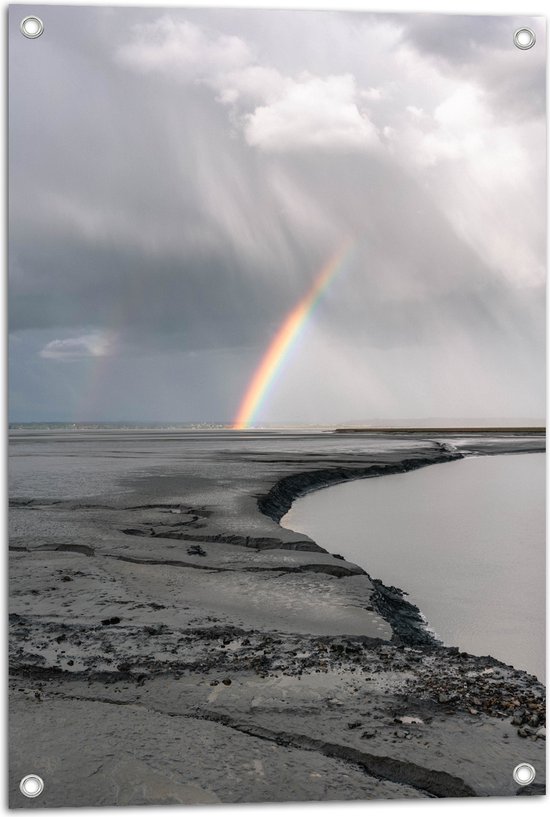 Foto: Tuinposter regenboog bij dondere lucht 50x75 cm foto op tuinposter wanddecoratie voor buiten en binnen 