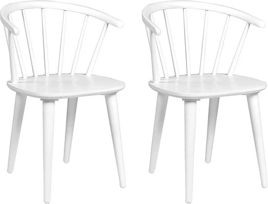 Eetkamerstoelen AARHUS set van 4, wit met poten van massief hout