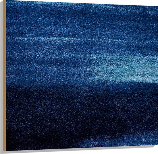 Hout - Blauwe Kleine Stippen tegen Zwarte Achtergrond - 100x100 cm - 9 mm dik - Foto op Hout (Met Ophangsysteem)