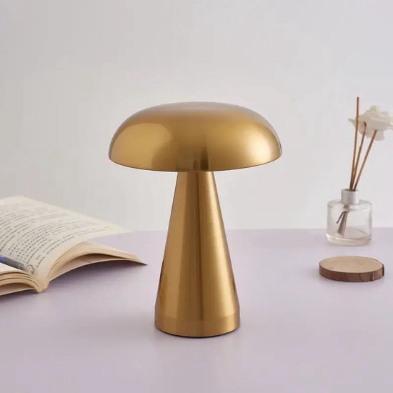 Luxus Tafellamp Touch - Sofia - Goud - H21 x Ø16 - Tafellamp - Terraslamp - Bureaulamp - LED - Oplaadbaar - Dimbaar - Draadloos - Industrieel en modern - Op batterijen -... - Afbeelding 5