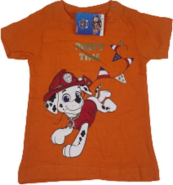 Tshirt Paw Patrol - Maat 74 - 80 - Model Pup Marshall - Oranje - Koningsdag