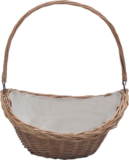 KOTARBAU® Haardhoutmand - 60 x 50 cm - Natuurlijke Kleur - Rieten Houtmand Met Handvat - voor Open Haard - Natuurlijke Rieten Houtmand - Mand voor Haardhout - Robuust en Duurzaam
