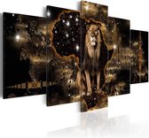 Schilderij - Gouden leeuw, 5 luik