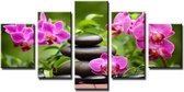 Schilderij - Orchidee en Zen, Groen/Roze, 160X80cm, 5luik