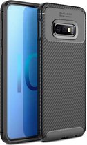 Samsung Galaxy S10E Siliconen Carbon Hoesje Zwart