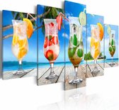 Schilderij - Zomer drankjes, cocktails, 5 luik, Multikleur, 2 maten, Premium print