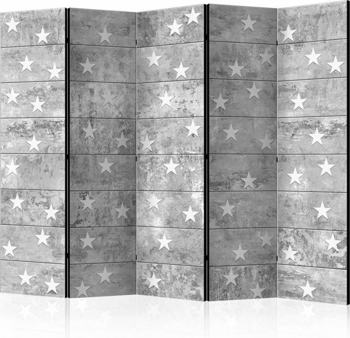 Vouwscherm / Kamerscherm - Sterren op beton 225x172cm , gemonteerd geleverd, dubbelzijdig geprint