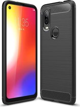 Motorola One Vision Geborsteld TPU Hoesje Zwart
