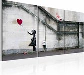 Schilderij - Banksy - Er is altijd hoop -  3luik , wanddecoratie , premium print op canvas