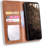 Motorola One Vision Portemonnee Hoesje met Standaard Functie Bruin