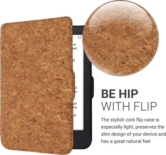 kwmobile Kurken hoesje geschikt voor Kobo Clara 2E - Beschermende e-reader Flip Cover - In lichtbruin van kwmobile — afbeelding 4