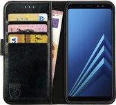 Rosso Element Book Case Wallet Hoesje Geschikt voor Samsung Galaxy A8 (2018) | Portemonnee | 3 Pasjes | Magneetsluiting | Stand Functie | Zwart