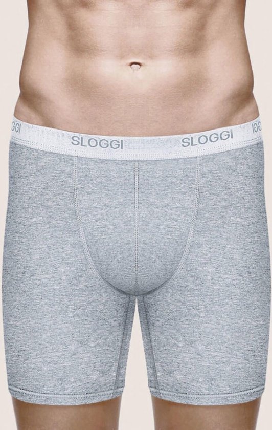 Grijze Sloggi boxershort met grijze elastische tailleband met logo.