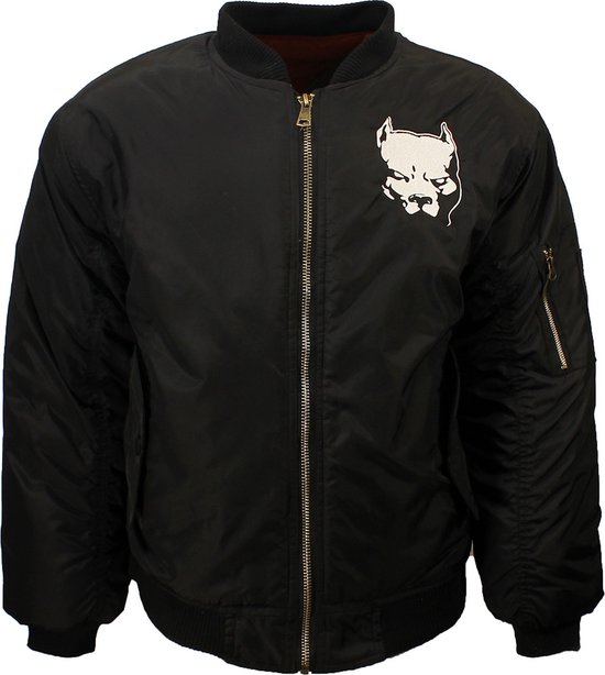 Manteau style blouson aviateur avec logo brodé Pitbull Zwart/ Wit/ Oranje