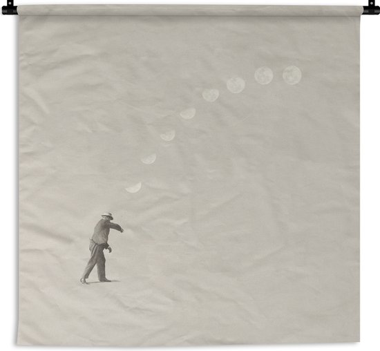 Tapisserie - Tapisserie - Vintage - Lune - Homme - 150x150 cm - Tapisserie