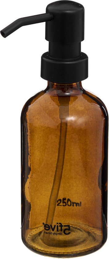 Oputec 3 x 250ml glazen zeepdispensers: Extra zuinig tot -70% - shampooflessen om te vullen als handzeepdispenser, dispenserpomp, pompfles van bruin glas voor keuken & badkamer