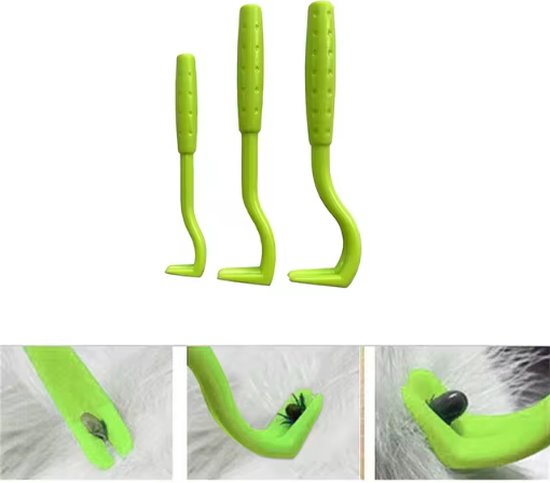 Foto: Scoby tekenverwijderaar set 3 delig tick removal kit inclusief haakjes en tang groen