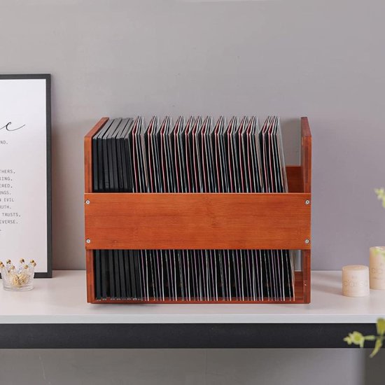 Lp Opbergsysteem - Lp Houder - Lp Koffer - Voor 80 Platen - Bamboo - 41cm x 39cm 31cm van Clayre & Eef — afbeelding 5