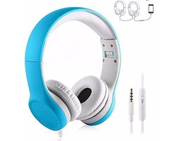 Koptelefoon kinderen met draad en microfoon Blauw - Geschikt voor jou kind met kabel max 85 db - Koptelefoons in blauw en roze verkrijgbaar - Hoofdtelefoon met verstelbare beugel