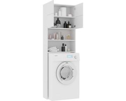 Wasmachine ombouw - Kast - Opbouwmeubel - Verhoger - Wasmachine meubel - Opbergkast - Hout - Wit