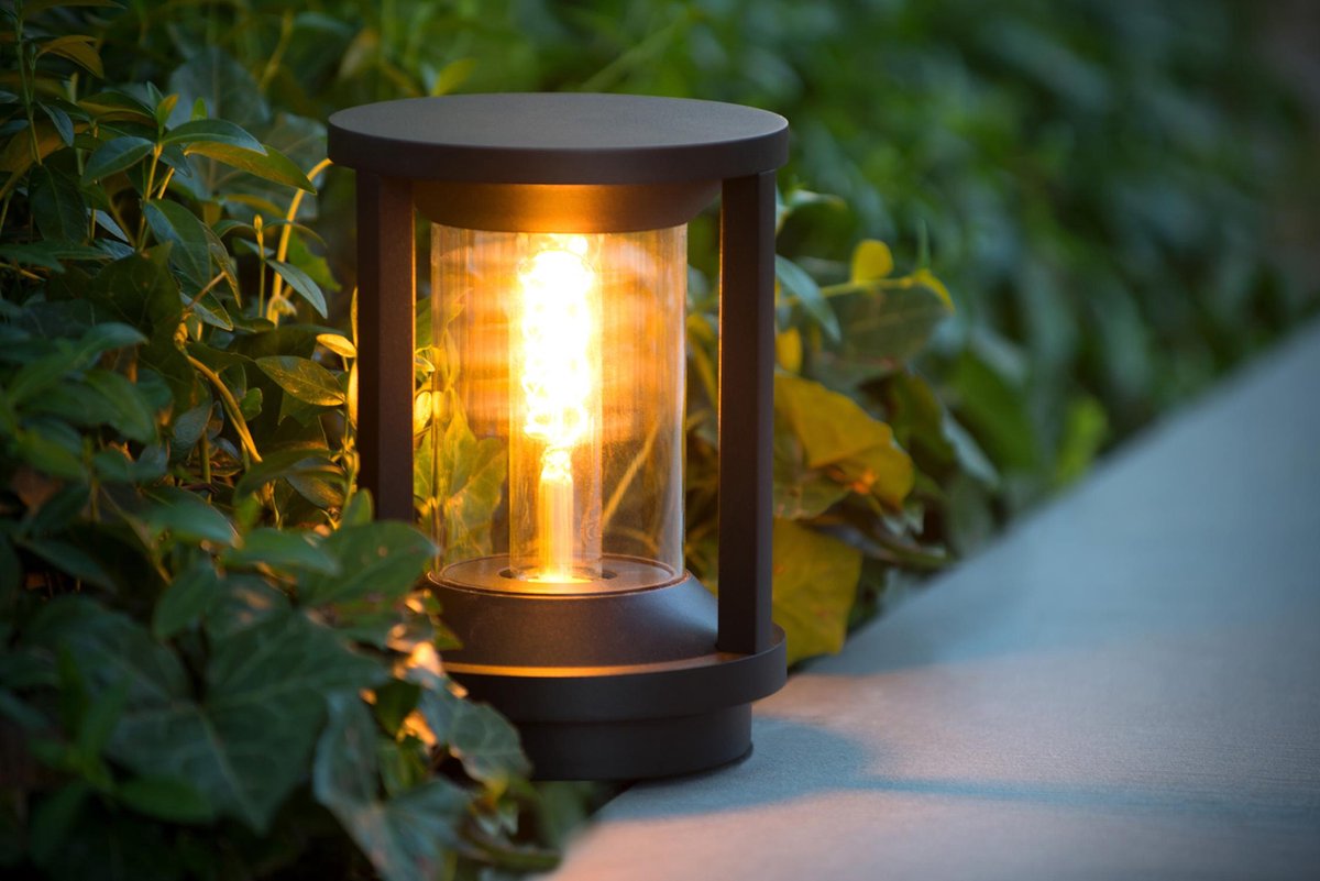 Lucide Cadix - Sokkellamp - Ø 16 cm - 1xE27 - IP65 - Zwart