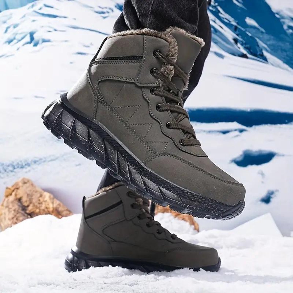 Nivard Snowboots Sneeuwschoenen Sneeuwboots Heren Wintersport Ski Skischoenen – 45.5 Buiten Antislip Creme