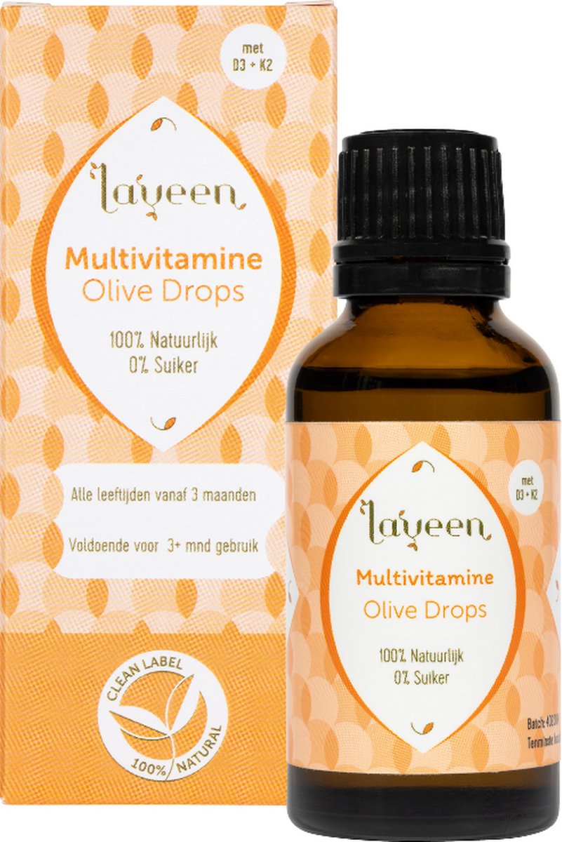 Goedkoopste Laveen Multivitamine met vit D3 K2 druppels (30ml) 100 natuurlijk | suiker- en zoetstofvrij