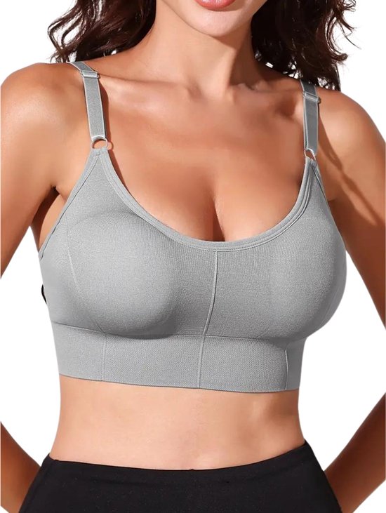 Nivard BH Sans Armatures - Sans Bracelets - Soutiens-gorge gorge Push -up - Soutien-Gorge Comfort - Mixte - Grijs- Taille L